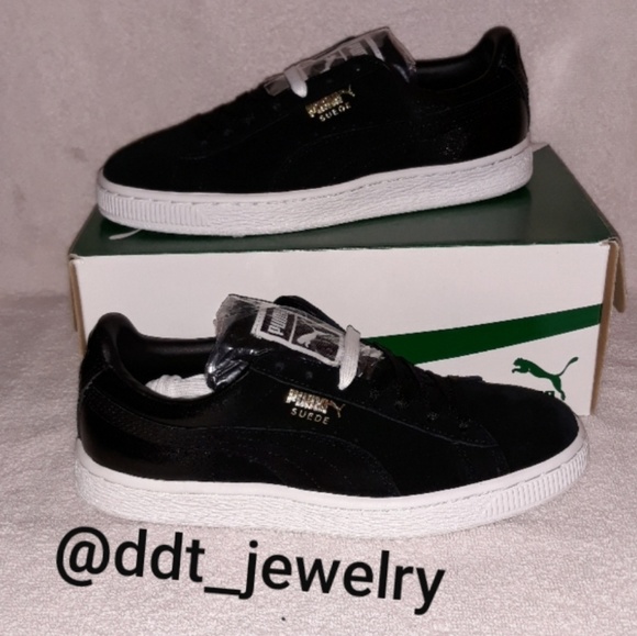puma suede black leather